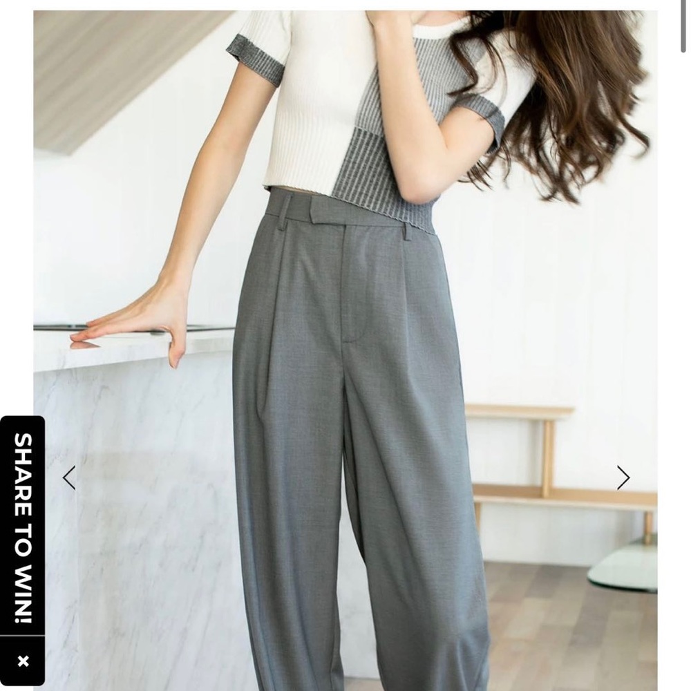 J.ING top&business essential gray wide slacks